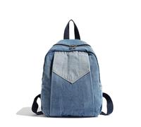 Generico zaino donna Zaino in denim ricamato, borsa da viaggio alla moda for il tempo libero e gli spostamenti all'aperto, con colori a contrasto(Blue,No Need Custom)