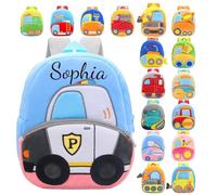 Generico zaino per bambini personalizzato, ricamo piccolo zaino per, nome personalizzato ricamo borsa per per bambini asilo ragazza e ragazzo, zaino per scuola asilo (Auto di polizia)