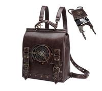 Genérico Zaino punk da donna - zaino vintage realizzato con scomparto per laptop - Ledge da viaggio in PU in stile gotico - grande zaino scolastico per università,