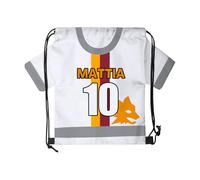 Generico Zaino Sacca Calcio Personalizzata con Nome e Numero - Zainetto Bambini a Forma di Maglia da Calcio, Sacca Sport con Corde. Idea regalo per piccoli calciatori (Roma)