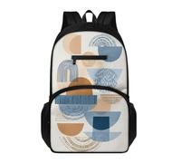 Generico Zaino Scuola Elementare Bambino Geometria Marrone Blu Zaino Traspirante Per Bambini Dalla Prima Alla Quinta Elementari, Schienale Ergonomico, Grande Capacit