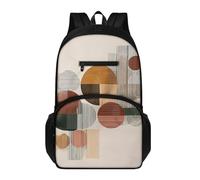 Generico Zaino Scuola Elementare Bambino Geometria Verde Marrone Zaino Traspirante Per Bambini Dalla Prima Alla Quinta Elementari, Schienale Ergonomico, Grande Capacit