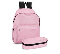 Generico ZAINO SCUOLA LUREX per Bambini e Ragazzi, con Ampi Scomparti, Tasca Frontale, Chiusura a Zip e Spallacci Regolabili, 30x40Hx17 cm, 24 L + BUSTINA OVALE PORTAPENNE (COLORE ROSA)