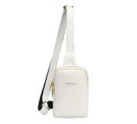 Generico Zaino Uomo Pelle Borsello Donna Tracolla borsa a tracolla monospalla in tinta unita impermeabile in PU Borse In Donna Portafoglio Con Catena Uomo (White, One Size)