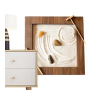 Generico Zen Garden Sand - Vassoio Da Scrivania In Legno, Set Per Il Relax E La Meditazione, Decorativi Per La Sabbia, Strumento Calmante Da Scrivania Retrò | Accessorio Per La Consapevolezza Per All