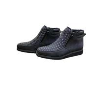 Generico Zenfaze Handcrafted Western Cowboy Boots, Men's Square Toe Leather Double Zipper Hand-woven Cowboy Petatillo Boot with Double Side Zipper (Black,42)