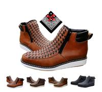 Generico Zenfaze Handcrafted Western Cowboy Boots, Men's Square Toe Leather Double Zipper Hand-woven Cowboy Boot (41,Brown)