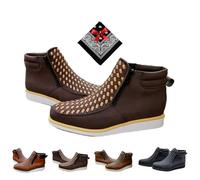 Generico Zenfaze Handcrafted Western Cowboy Boots, Men's Square Toe Leather Double Zipper Hand-woven Cowboy Boot (43,Coffee)