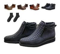 Generico Zenfaze Handcrafted Western Cowboy Boots, Men's Square Toe Leather Hand-wove Work Cowboy Boot with Side Zipper (Black,46)