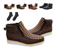 Generico Zenfaze Handcrafted Western Cowboy Boots, Men's Square Toe Leather Hand-wove Work Cowboy Boot with Side Zipper (Coffee,42)