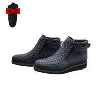 Generico Zenfaze Handcrafted Western Cowboy Boots,Men's Square Toe Leather Hand-woven Cowboy Double Side Zipper Petatillo Boot (black,36)