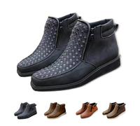 Generico Zenfaze Handcrafted Western Cowboy Boots, Zenfaze Orthopedic Boots for Men, Square Toe Leather Hand-Woven Cowboy Shoes (black,36)
