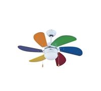 Generico ZephirZFS690C Ventilatore da Soffitto 90 cm con Luce 6 Pale in Legno Multicolor 3 Velocità Reversibile Attacco E27 60W Comando a Cordicella 70W per Camera Soggiorno