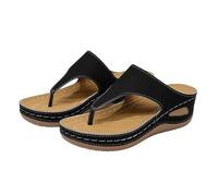 Generico zeppe donna estiva,sandali con zeppa,Women's Everyday Retro Comfortable And Versatile Thong Sandals Borse in Tela (Black, 37)