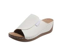 Generico Zeppe Donna Estive Ortopediche Sandali Plateau Pantofole Casual da Donna con Punta,con Tacco A Cuneo,Leggere,Staffa,Fondo Spesso Sandali Ortopedici Estivi Oro (White,38)