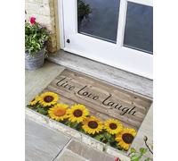 Generico Zerbino Ingresso Sunflower Live Love Laugh On Antique Shabby Chic Brown Wooden Tappeto Entrata Interno Essorbente Tappeto Ingresso Antiscivolo Tappetini Da Bagno Per Camera Interno 40x60cm