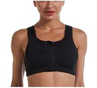 Generico Zip Front Medium Support Pocketed Sport Bra Reggiseno Donna Imbottita con Stampa per Yoga Palestra Fitness Sonno Allenamento