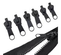 Generico Zipper Head Repair - 6pcs Sturdy Zip Fixer, Heavy Duty Replacement Accessories, Detachable Slider Kit, Multifunctional Puller, Clothes Bags Category, Black Silver Small