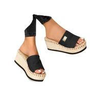 Generico Zoccoli in Legno Donna in Pelle, Ciabatte Comode Donna, Ciabatte Sanitarie Donna Pantofole Donna Estive Chiuse Dietro Eleganti Comode Scarpe Estive Sandali Sandali Zeppa Plateau (Black, 38)