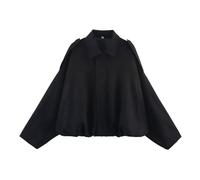 Generico ZR Dupe Jacket,Faux Suede Bomber Jacket Women,Faux Suede Jackets Women Plus Size,Cropped,Spring Lapel Coat (Black,M)