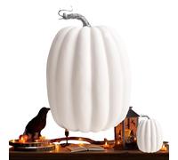 Generico Zucca Artificiale - Zucche Decorative Finte Arancioni In Schiuma | Decorazione Ortaggi Stile Fattoria 20cm per Cucina Camera Portico Tavoli Interno Esterno Feste Autunnali