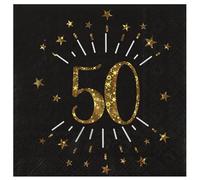 Santex Tovaglioli di carta 50 Anni Oro neri – 10 pezzi