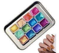 Générique 12 Colori Glitter Watercolor Paint - Set di per bambini | Portatile Washable Paint Palette per preschool Beginners, Creative Drawing Kit Home Classroom Homeschool Birthday