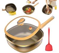 Générique 12in Titanium Alloy Non-stick Pot with Lid,Multi-Purpose Deep Saute Pan,Skillet Frying Pans,with Ergonomic Stay-Cool Handles,for Frying Stir-frying Stewing Cooking Methods (Pot+Lid)