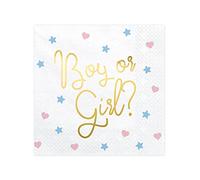 Generique - 20 tovaglioli di Carta Boy or Girl Cuori e Stelle Taglia Unica