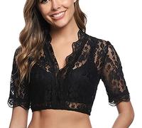 Générique 2024 AI - Camicetta Camicetta Nero Donna Dirndl Camicetta Pizzo Dirndl Elegante Body Top Top, Le Noir, 5XL