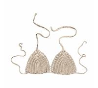 Générique 2024 AI - Costume da Bagno Uncinetto a Mano Tinta unita per le Donne Top Bikini Costume da Bagno euramericano Body Nascita Mamma, beige, M