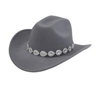 Générique 2026 Cappello da cowboy occidentale per uomini e donne con ciondoli in metallo e catena in preziosi ideali per feste ed eventi (Grey, One Size)