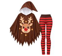 Générique 2027 Costume da strega di Natale da donna: poncho e leggings a righe per cosplay, feste