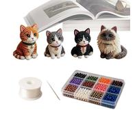 Générique 3D Beaded Cat | Kit fai da te Beginner-Friendly Cute 3D Cat | Handmade Animal Craft - Kit per adulti e adolescenti Shelf Desk Office Classroom Holiday Party Art Class