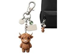 Générique 3D Cute Cow Bag - Resin Animal Pendant for Handbag Purse School Backpack Decoration Use | Mini Cartoon with Cow Keychain, Charm Keyring Accessory for Party Birthday Teens, a, Se référer au