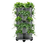 Générique 5 terzi Stackable Garden Tower, verticale Strawberry Planter, multilivello Flower and Vegetable Container, modulare Growing Pot for Details, Authentic Tiered Planter for Balcony Patio