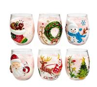 Générique 6 pezzi Santa Tree Snowman Anti-Tip | Holiday Glasses Drinkware | Bicchieri da cocktail natalizi, per tè, cocktail, acqua, casa, ufficio, fattoria, feste, Capodanno, vino e caffè