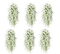 Générique 75 cm UV resistente artificiale morning gloria vine with basket, Hanging Fake Trailing Plant for Outdoor Garden, Wedding, Home Decor (bianco)