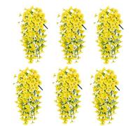 Générique 75 cm UV resistente artificiale morning gloria vine with basket, Hanging Fake Trailing Plant for Outdoor Garden, Wedding, Home Decor (Purple) (giallo)