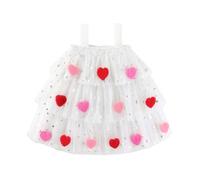 Générique Abito a Pavimenti per Ragazza in Tulle con Cuori e Stelle Dorate Senza Maniche Costume da Festa per Danza, bianco, 5 Anni