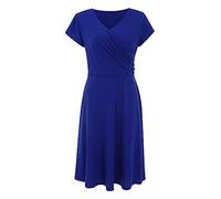 Générique Abito casual da donna, grande taglia, abito largo da donna, chic ed elegante, abiti da impero a vita alta, scollo a V, maniche corte, gonna casual, tinta unita, abiti a pieghe, gonna slim