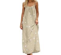 Générique Abito casual da donna, senza maniche, schiena per un comfort assoluto a casa e all'aperto, beige, XXL