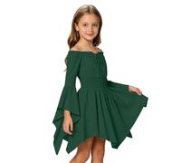 Générique Abito casual stile isola per ragazze, spalle scoperte, con volant e spalline da annodare, ideale per la spiaggia (4-10 anni).