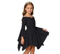 Générique Abito casual stile isola per ragazze, spalle scoperte, con volant e spalline da annodare, ideale per la spiaggia (4-10 anni).