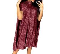Générique Abito con paillettes da donna da sera a metà lungo, abito da donna chic ed elegante di grandi dimensioni, abito a collo alto spacco 2026 nuovi abiti carnevale festa abito da sera paillettes