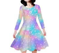 Générique Abito da bambina con fiocco da donna, con stampa a fiocco, vestibilità aderente, per feste e cerimonie, elegante da sera, 5-Multicolore, 4 anni