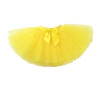 Générique Abito da bambino con paillettes blu e fiocco, elegante, gonna a tutù, gonna corta di carnevale, in tulle svasato, per feste, spettacoli e compleanni, giallo, 6 anni