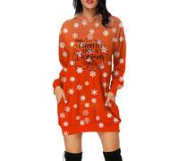 Générique Abito da donna a forma di fiocco di neve e alfabeto My Favorite COEOR is Christmas Eights - Felpa da donna elegante e chic con cappuccio abiti alla moda per la festa, arancione, M