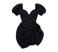 Générique Abito da donna, a maniche sbuffate, scollo a V, a vita alta, piegato, stile sensuale, abiti corti stampati, con scollo a V, abbigliamento comodo per l'estate, primavera, casual, tempo libero