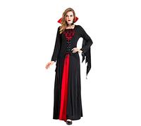 Générique Abito da donna gotico Halloween costumi Cosplay a maniche lunghe abiti retrò Mini gonna a pieghe scozzese (nero, XL)